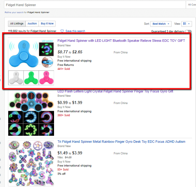 eBay search result
