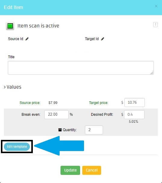 edit listing values on dsm