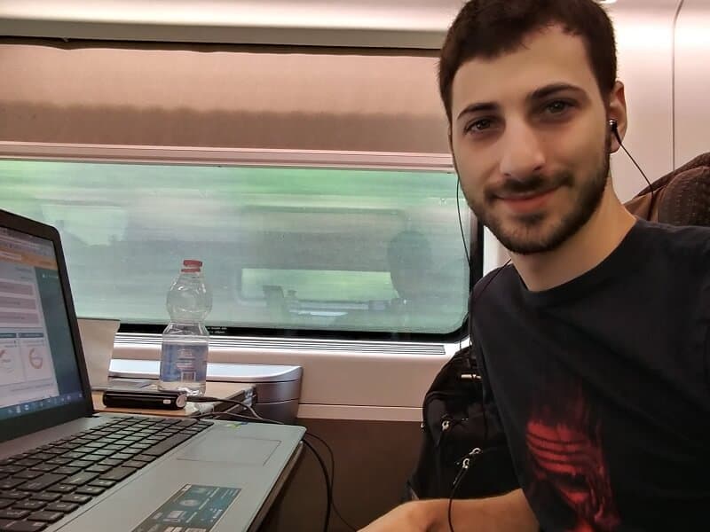 Working on the train from Milan to Venice