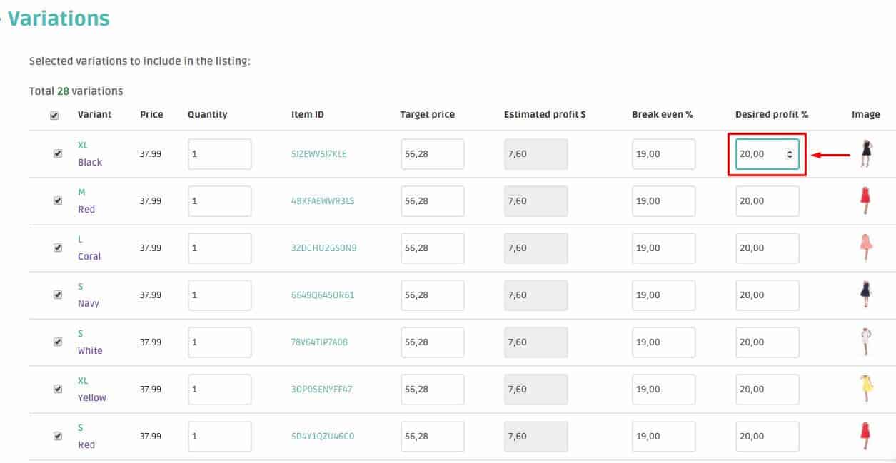 DSM Tool lister for items with variations 