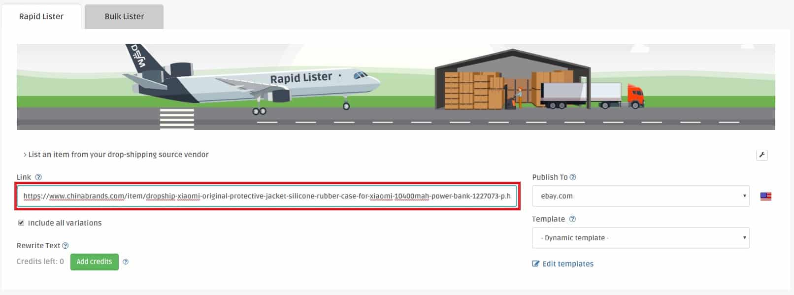 DSM Rapid Lister single item redirection