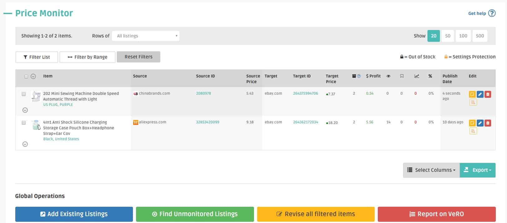 DSM Tool price monitor page featuring product from Chinabrands 