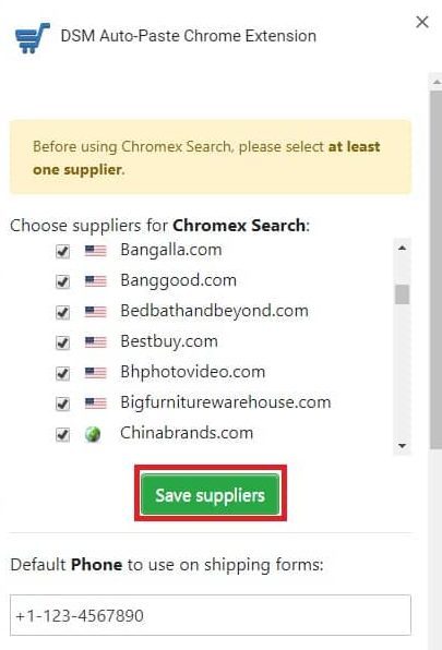Selecting suppliers for DSM Auto-Paste Chrome Extension