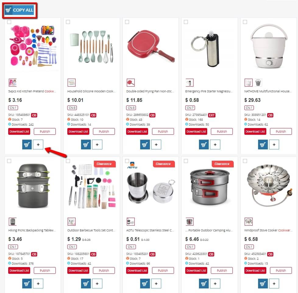 DSM Tool extension button to create eBay bulk listing