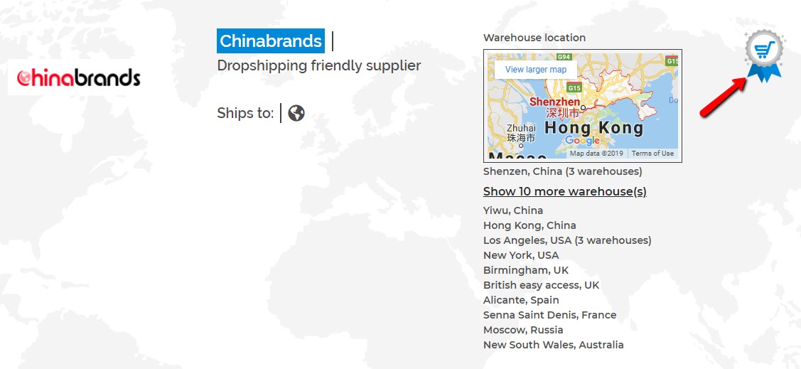 Chinabrands warehouse locations and DSM Tool badge