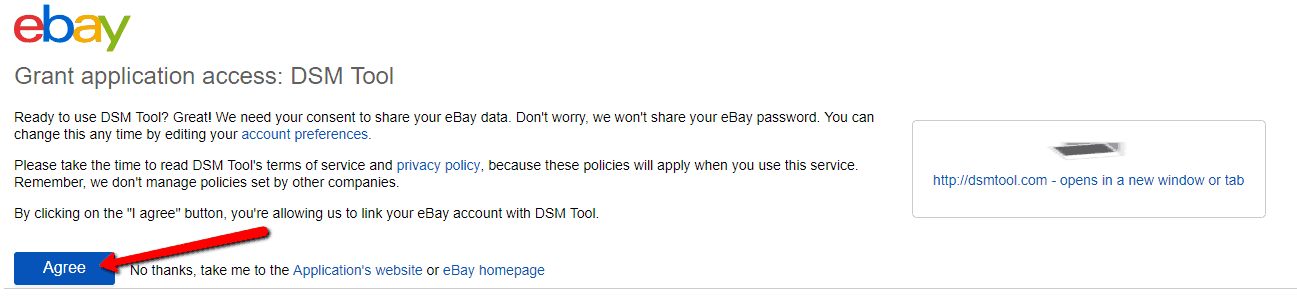 Authorizing DSM Tool in your eBay account