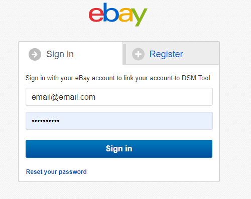 eBay login page