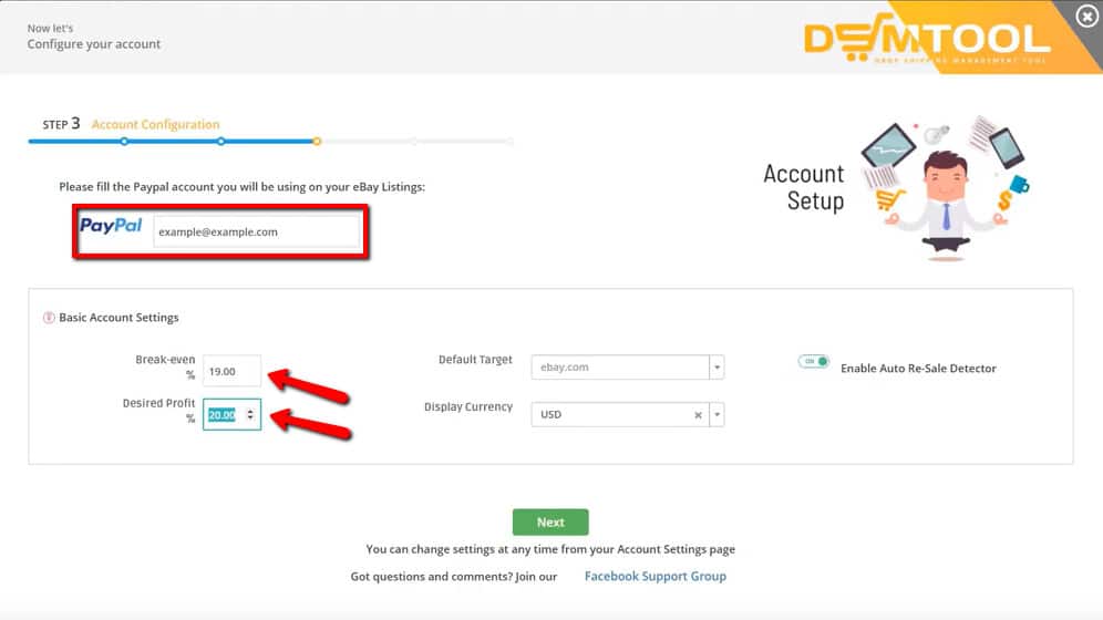 DSM Tool account configuration