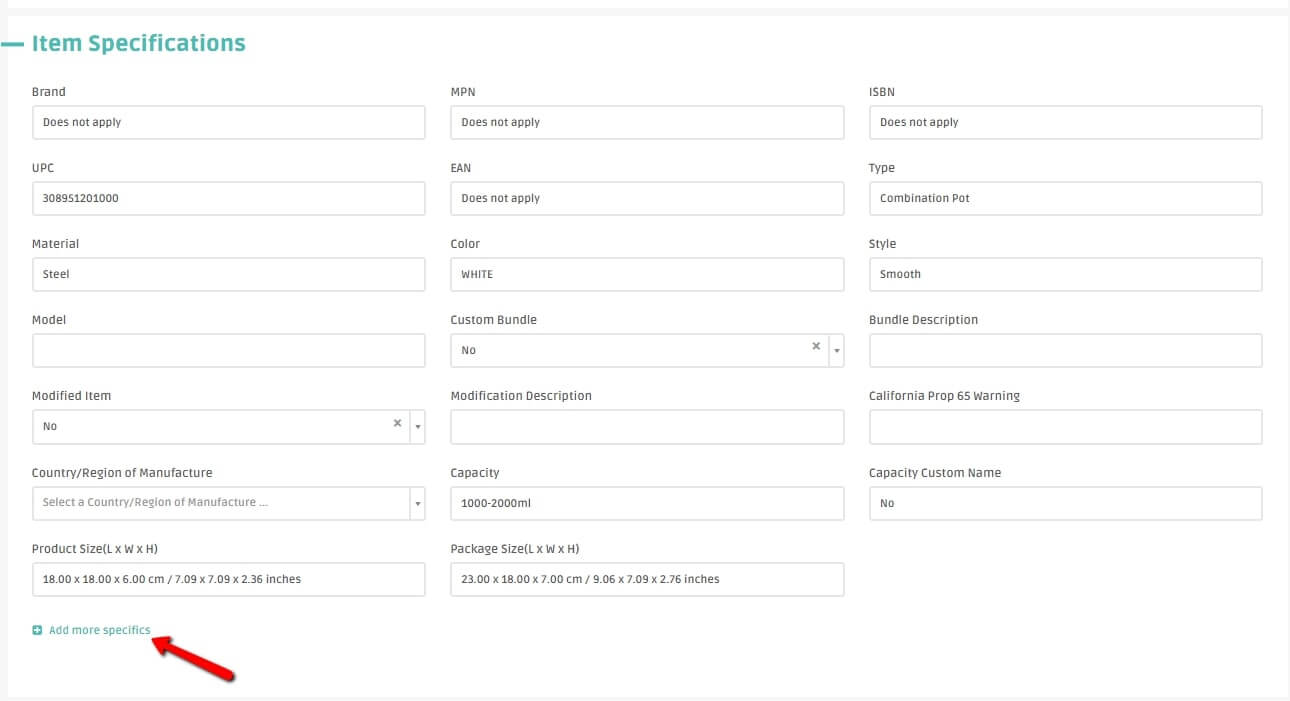 DSM Tool eBay software adds eBay item specifcs automatically 