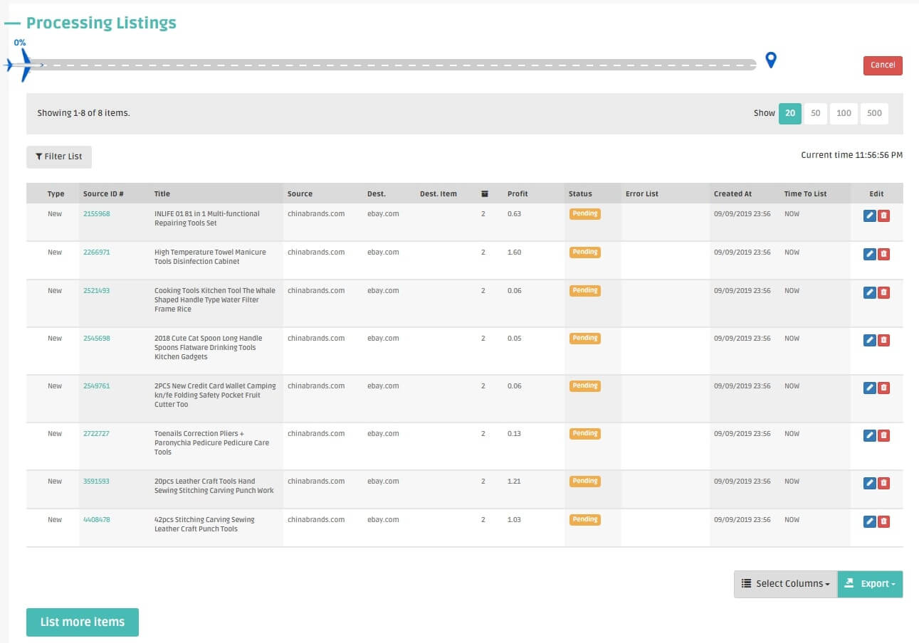 Dropshipping listings Via listing tool or manually