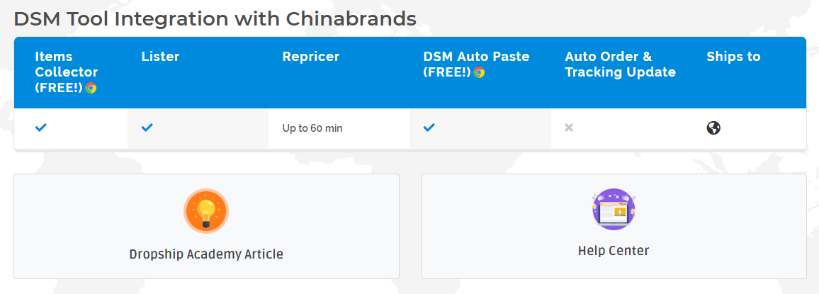 DSM Tool and dropship suppliers integration