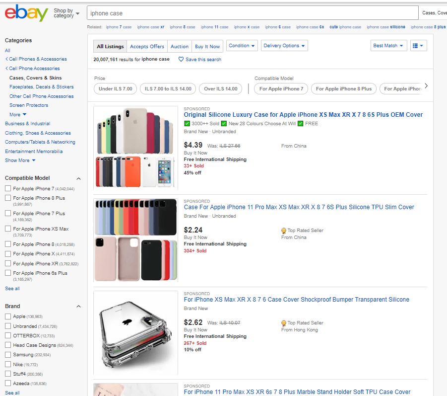 listing of iphones on ebay