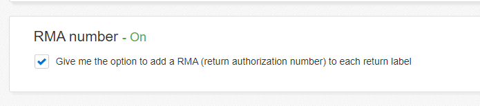enable the RMA option on eBay