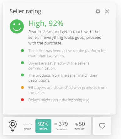 Getting the Aliexpress seller's rating with the help of AliTools 