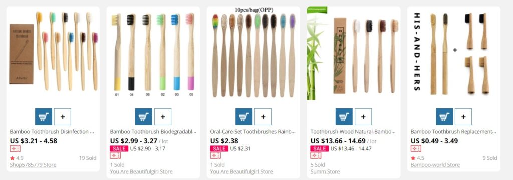 Bamboo toothbrush as health care product to dropship