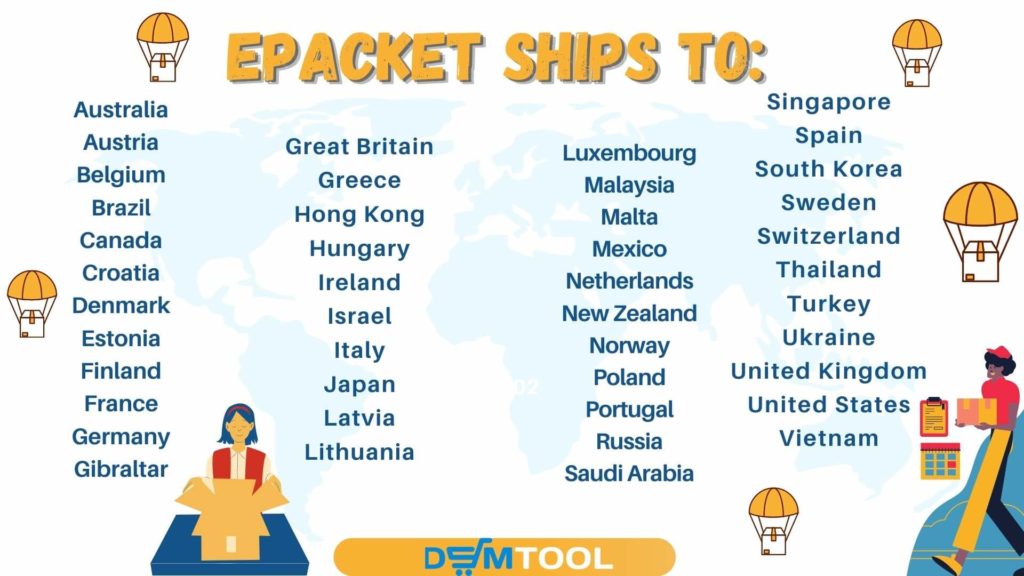 List of 44 countries where ePacket ship to.