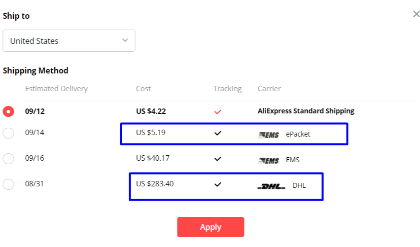USA Shipping rules for epacket EMS