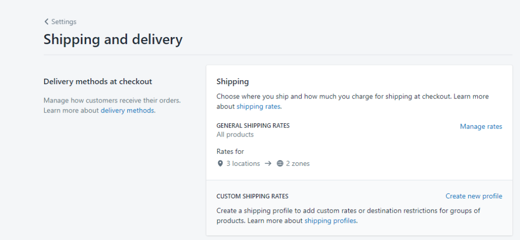 Shipping rate for dropshipping in Shopify 