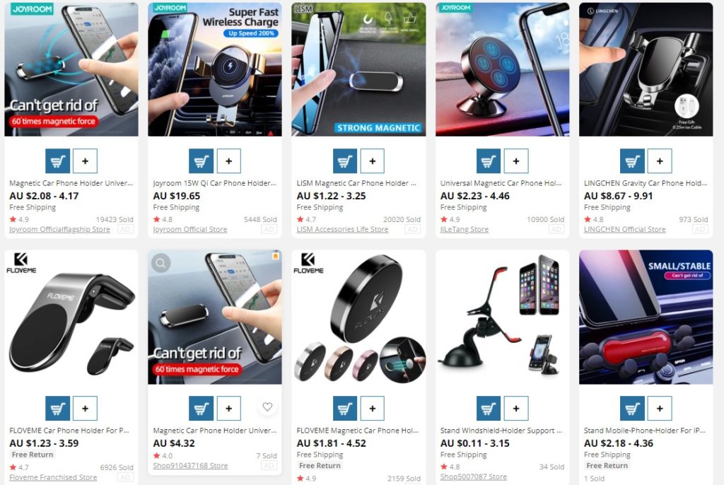 Smart Phone Car Holder as top selling product for eBay Australia 