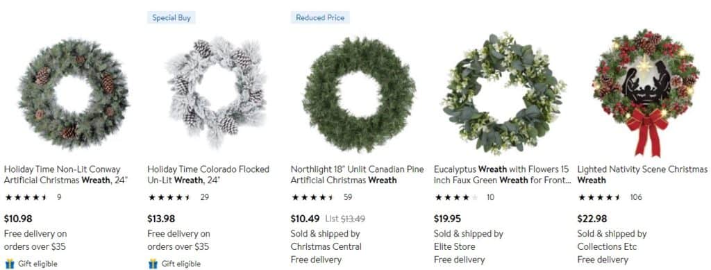 Christmas wreath as most selling product on Christmas