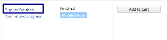 Dispute status in the Aliexpress order infromation 