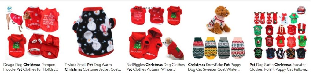 Dropshipping Christmas products for pets example 