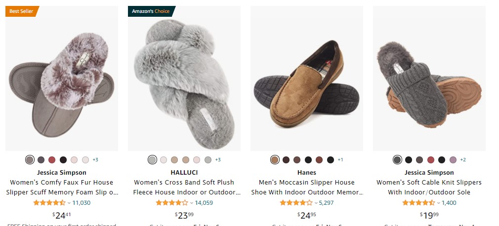 Slippers to sell on holidays 2020