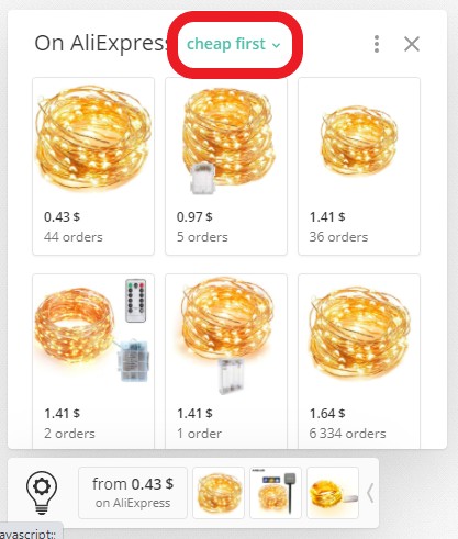 AliTools use to sort out the Aliexpress items 