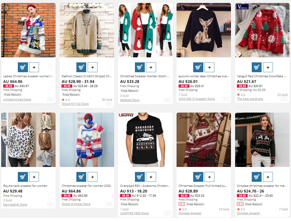 sweater as popular items to dropship before Christmas