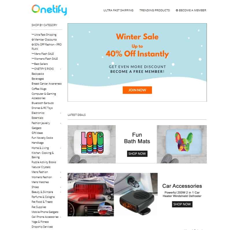 Onetify as a US based dropshipping supplier.