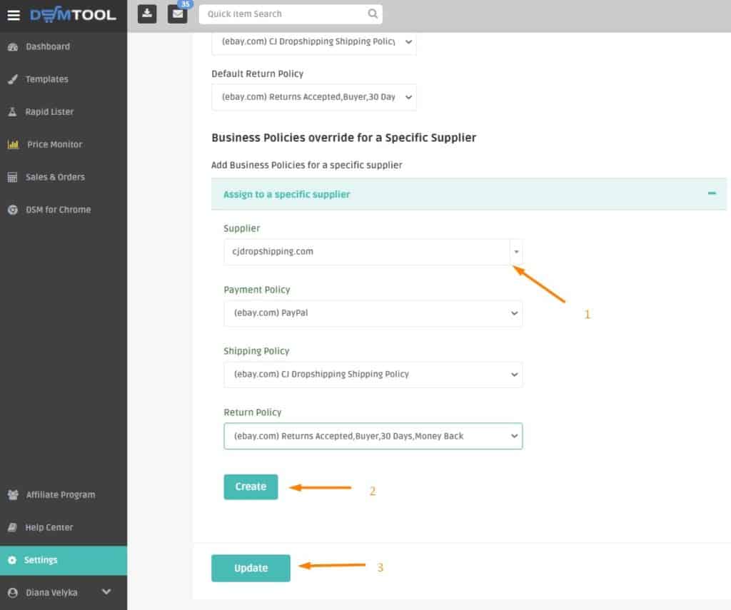 Setting DSM Tool for dropshipping from CJDropshipping 