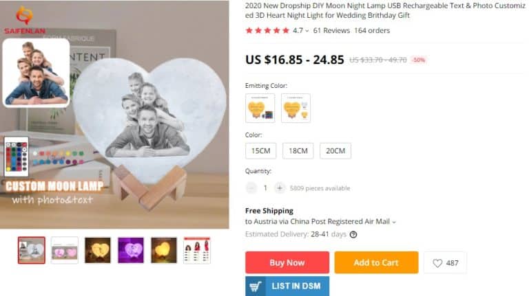 Aliexpress custom product for dropshipping on St. Valentine’s day