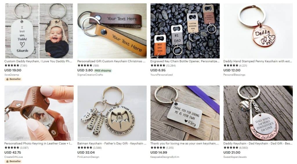 Keychains as personalized Father's Day gifts