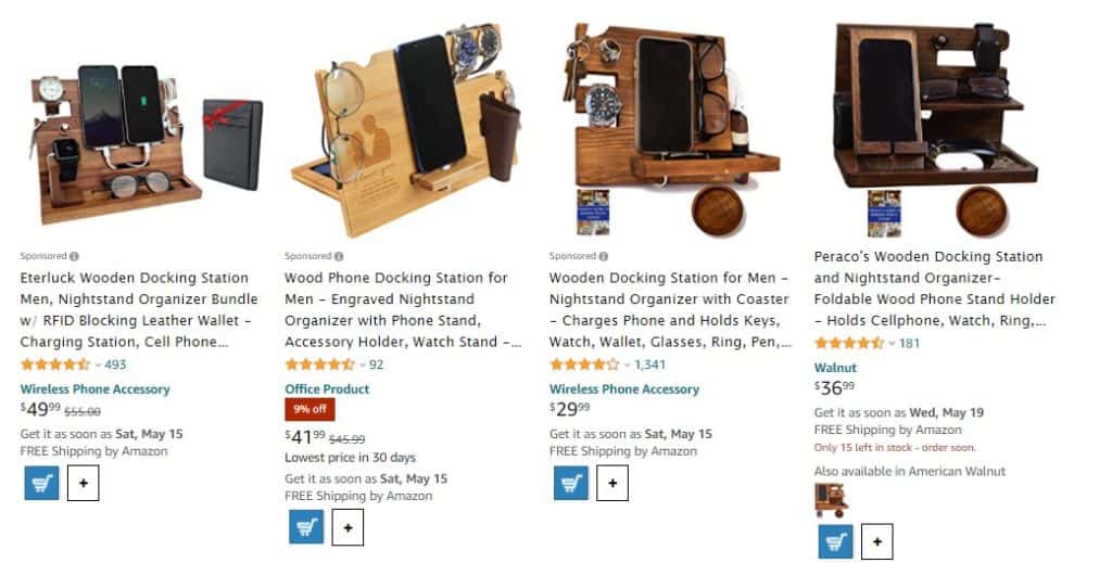 Gifts for Men Bedside Organiser for Him Birthday Gifts for Him Wood Phone Docking Station Key Holder Wallet Stand Watch Organizer Valentines Gifts Fo