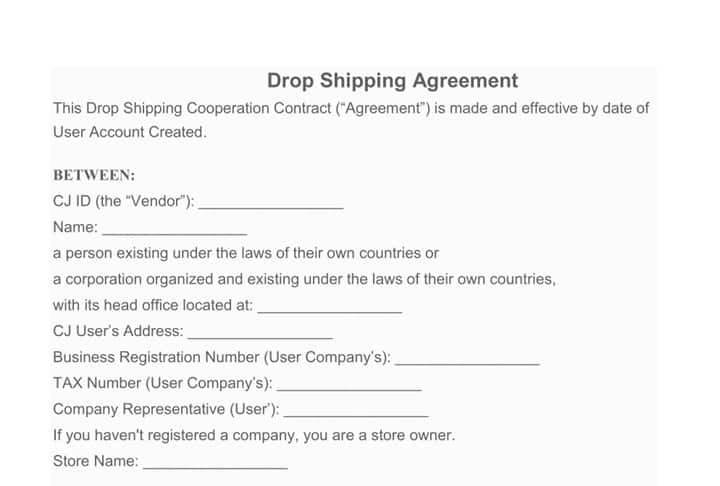 CjDropshipping dropshipping agreement contract