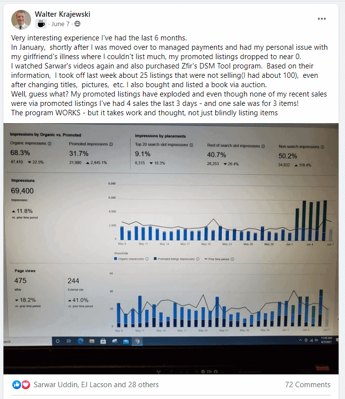 eBay account dashboard 