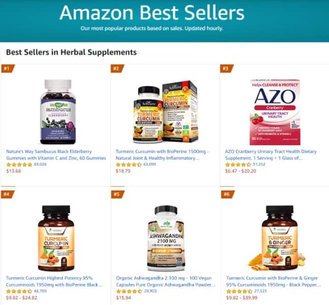 Herbs in Amazon bestsellers 