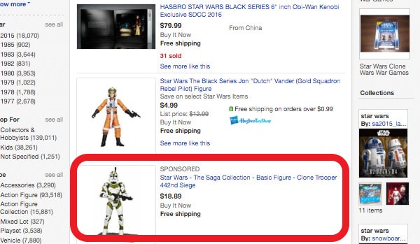 eBay sponsored listing example