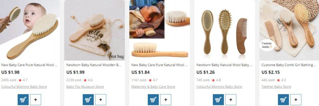 Wooden natural baby brushes from AliExpress 