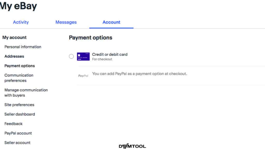 setting eBay payment option