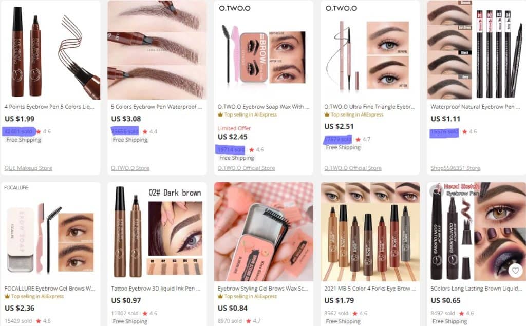  popular Aliexpress products for dropshipping makeup