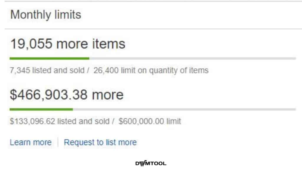 eBay monthly limits on the Seller hub 
