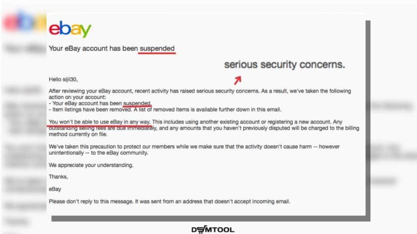 ebay suspended account email