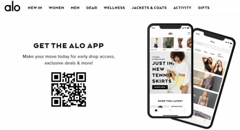 App of the Alo dropshipping online fitness store
