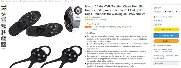 Amazon example of a popular winter product