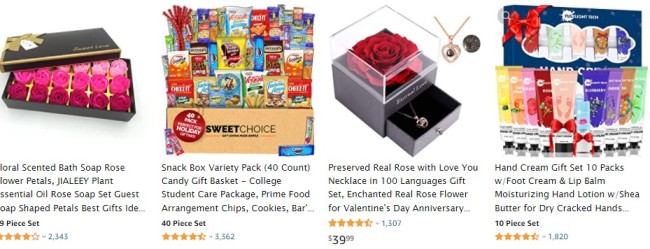 Examples of gift sets to sell on Valentine's Day