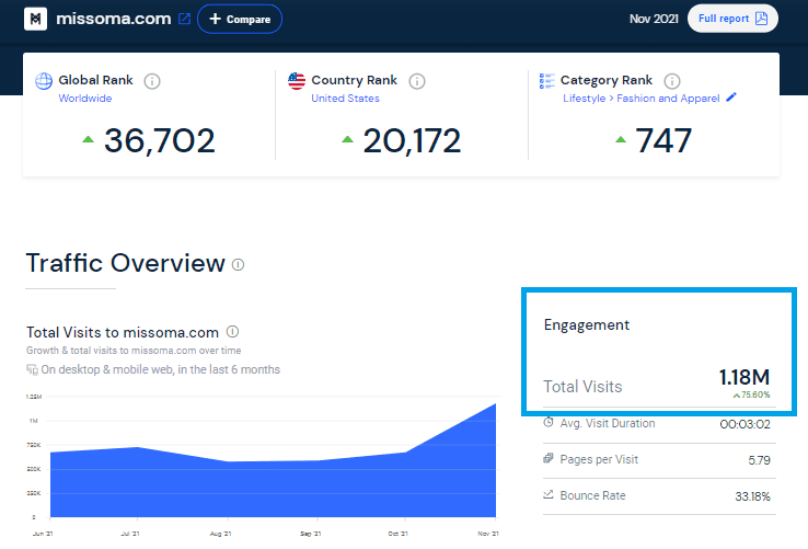 Shopify dropshipping store traffic overview 