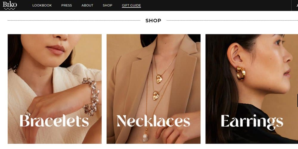 aesthetic jewelry store Shopify example 