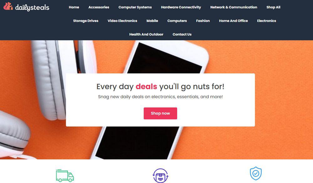 homepage of Shopify niche store Daily Steals 