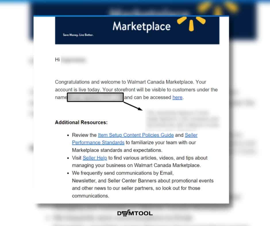 thee Walmart approval email to start to sell on walmart marketplace 